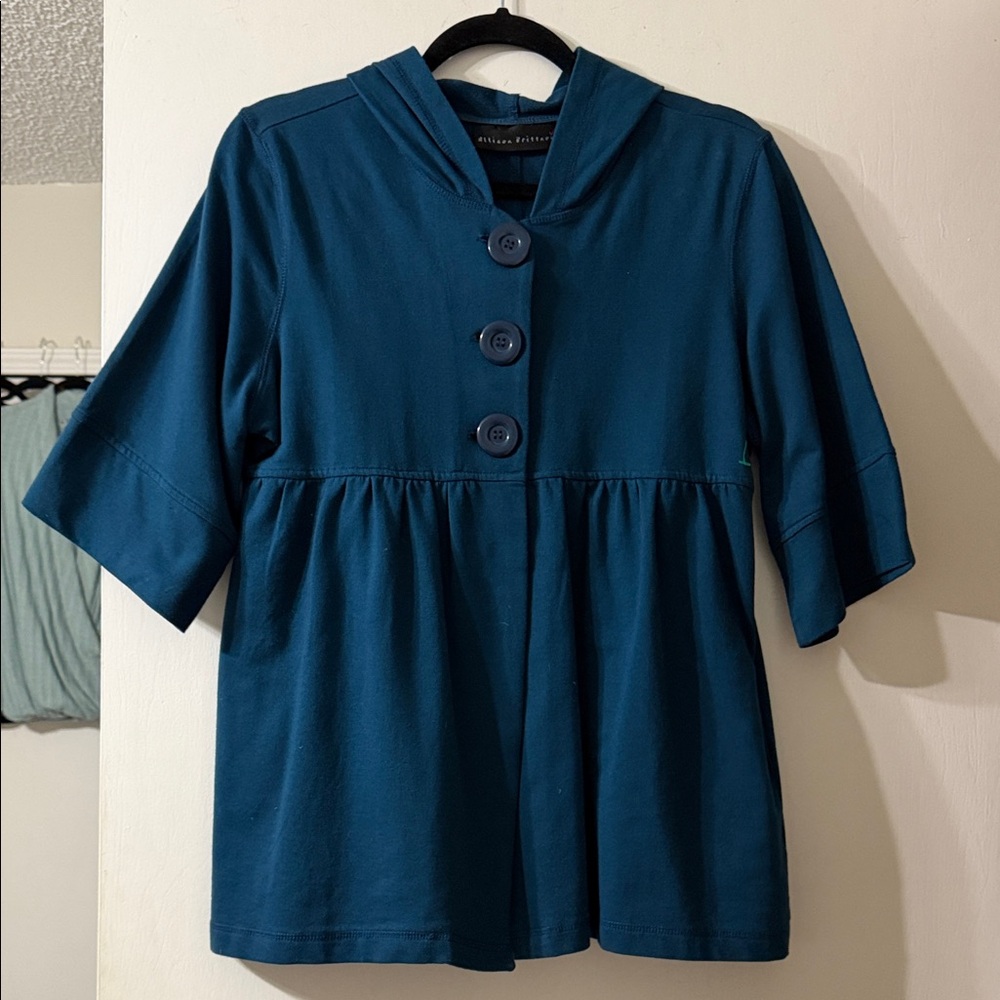 Allison Brittney Teal Knit Hooded “Jacket”